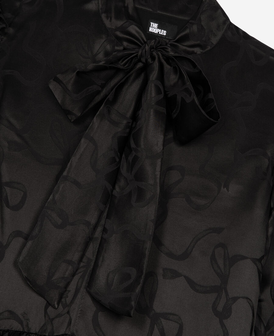 The Kooples WOMEN BLACK short jacquard dress with ribbon print