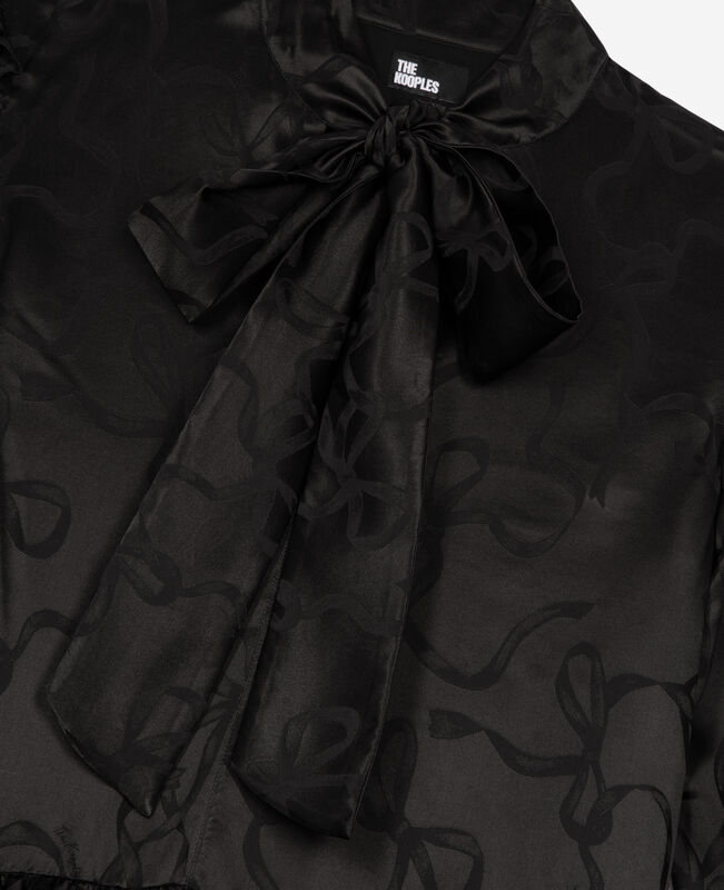 The Kooples FEMME BLACK robe courte jacquard imprimé rubans