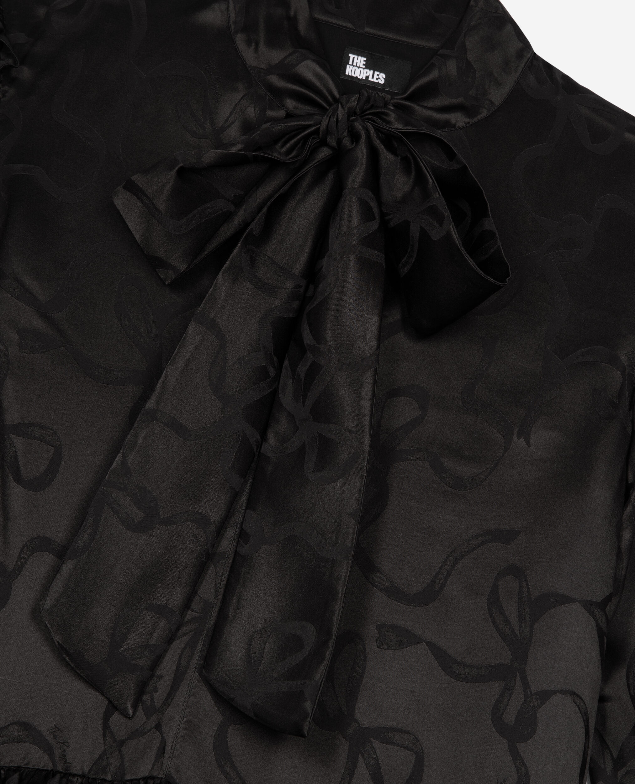 Robe courte jacquard imprimé rubans, BLACK, hi-res image number null