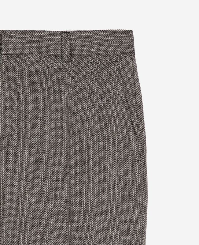 The Kooples FEMME GREY pantalon de tailleur droit en laine et lin gris