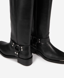 The Kooples FEMME BLACK bottes à sangles en cuir noir