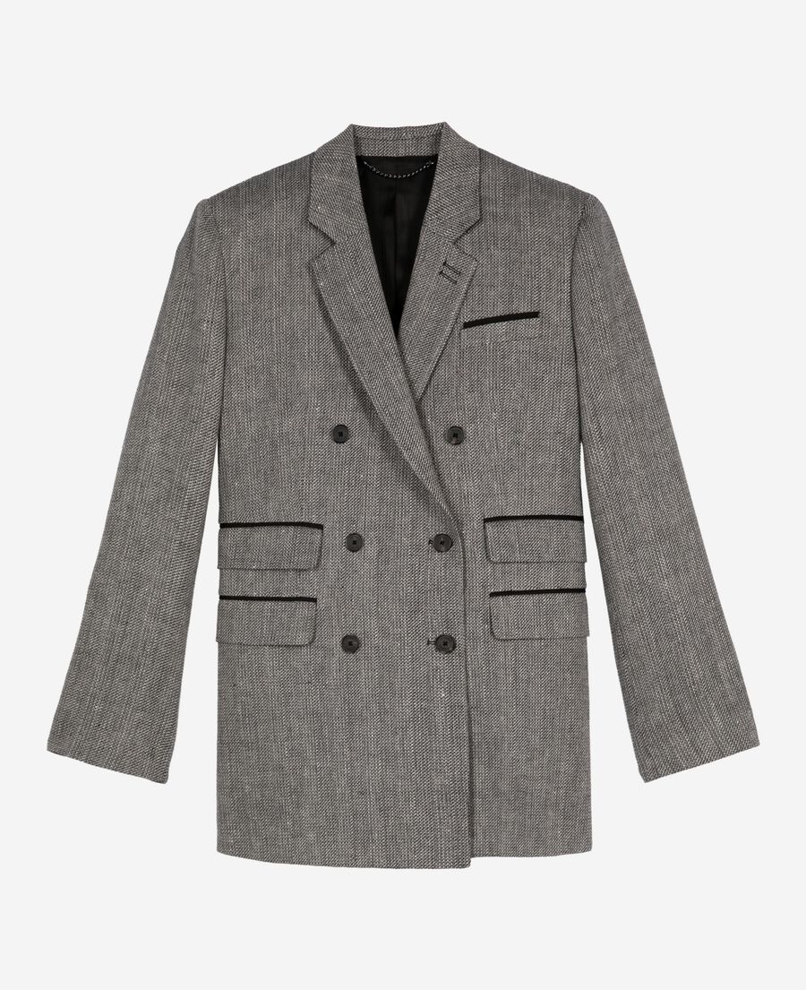 The Kooples WOMEN GREY grey wool and linen tailored jacket
