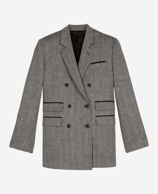 The Kooples WOMEN GREY grey wool and linen tailored jacket