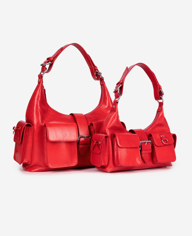 The Kooples FEMME RED sac amelia en cuir craquelé rouge