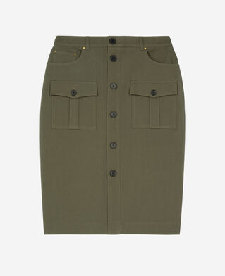 The Kooples WOMEN KAKI khaki midi cargo skirt