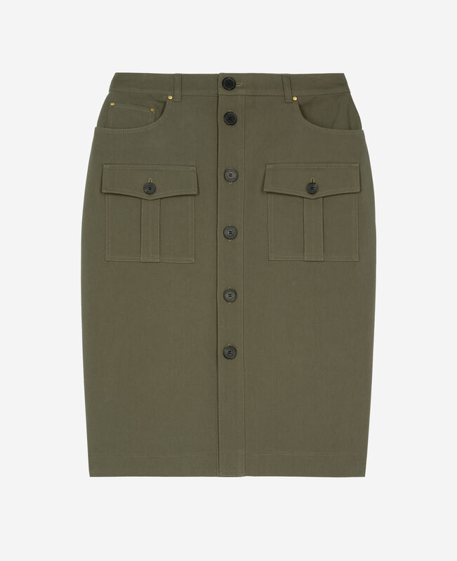 The Kooples FEMME KAKI jupe cargo midi kaki