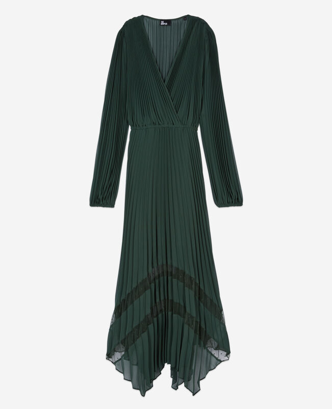 The Kooples FEMME WOOD KAKI robe longue plissée verte