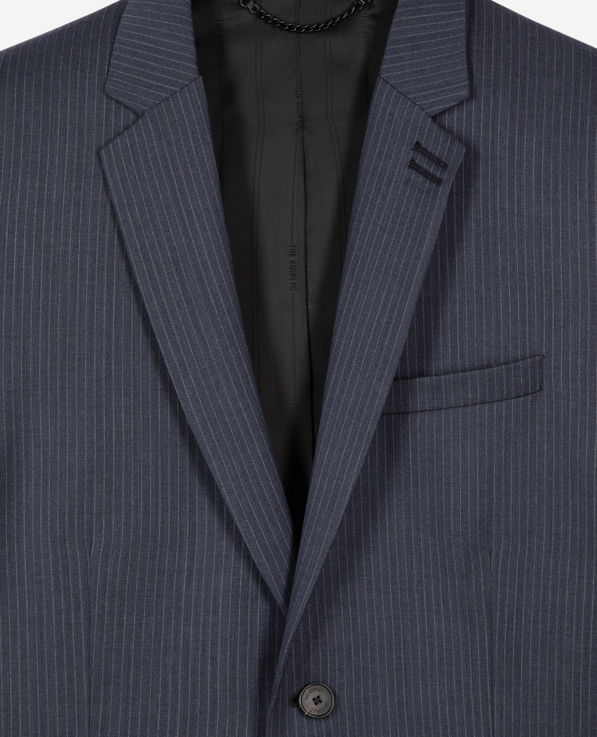 Veste de costume en laine à rayures bleue, BLUE, hi-res image number null