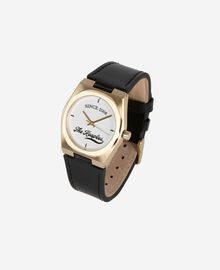 The Kooples MIXTE BLACK / GOLD montre avec logo et bracelet en cuir noir