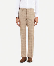 The Kooples HOMME BEIGE-BROWN pantalon de costume prince de galles beige