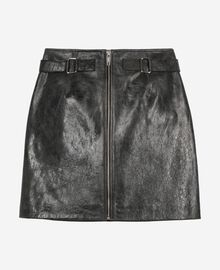 The Kooples FEMME BLACK STONE jupe courte zippée en cuir noire