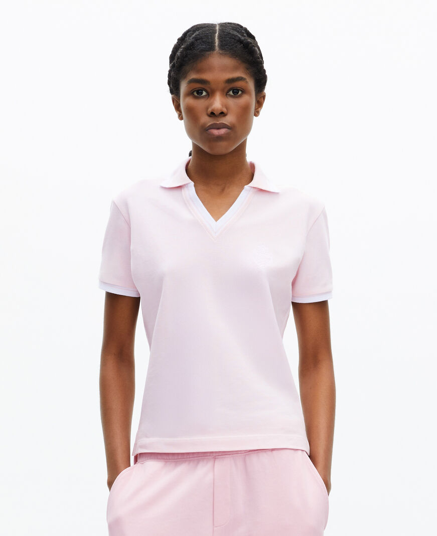 The Kooples FEMME LILA polo col v rose pâle