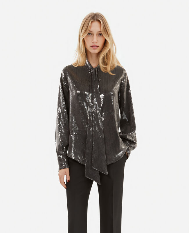 The Kooples FEMME GREY chemise à sequins grise