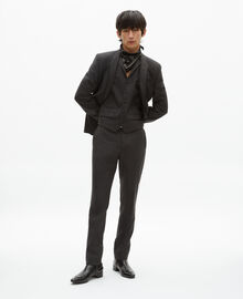 The Kooples HOMME BLACK GREY veste de costume en laine mélangée micro carreaux noire