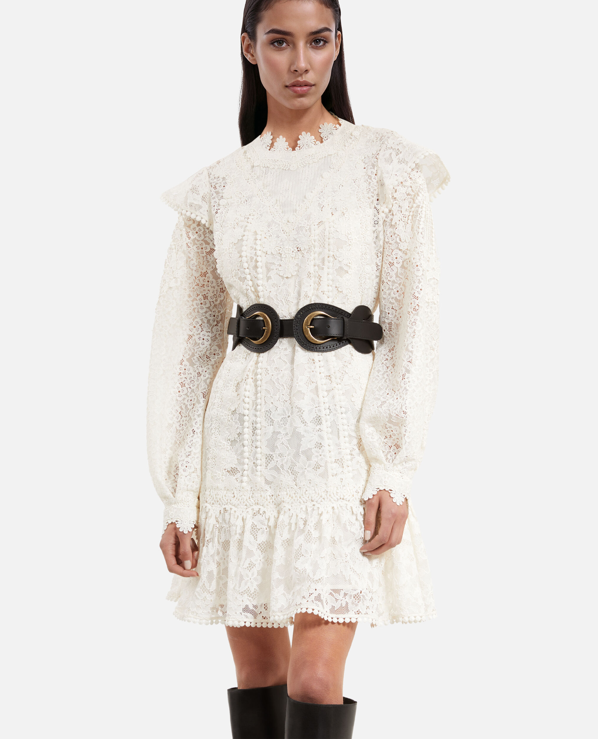 Ceinture en cuir noir avec boucles, BLACK, hi-res image number null