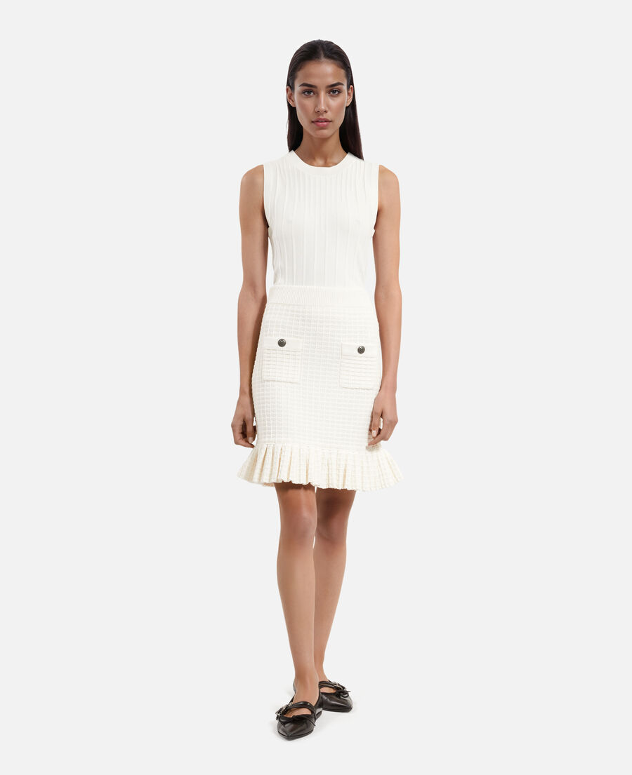 The Kooples WOMEN ECRU short ecru knit skirt