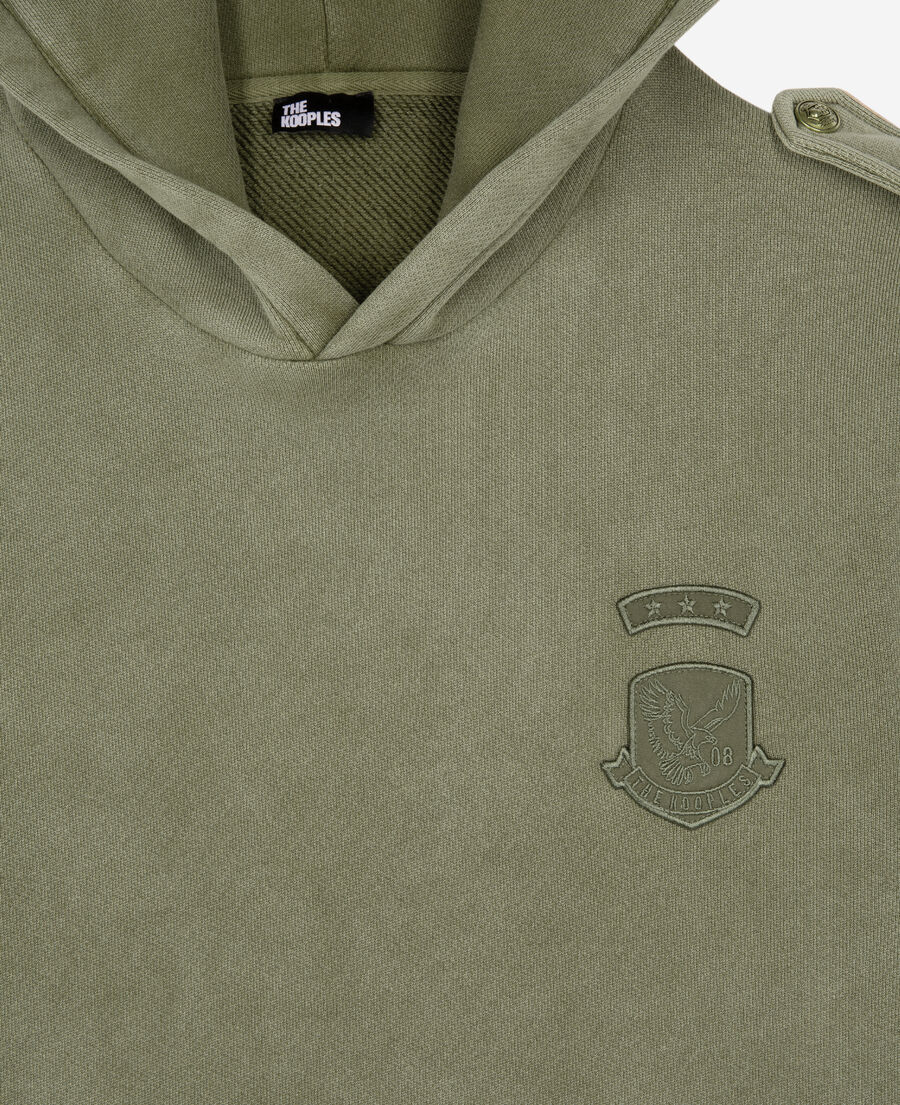 The Kooples HOMME KAKI sweatshirt à capuche avec patchs kaki