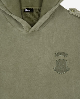 The Kooples HOMME KAKI sweatshirt à capuche avec patchs kaki