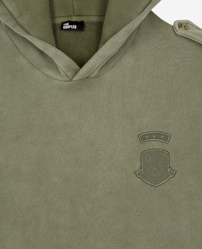 The Kooples HOMME KAKI sweatshirt à capuche avec patchs kaki