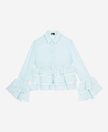 The Kooples FEMME BABY BLUE chemise avec dentelle et volants bleu clair