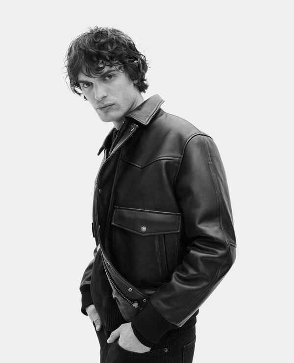 The Kooples HOMME DARK BROWN blouson en cuir marron