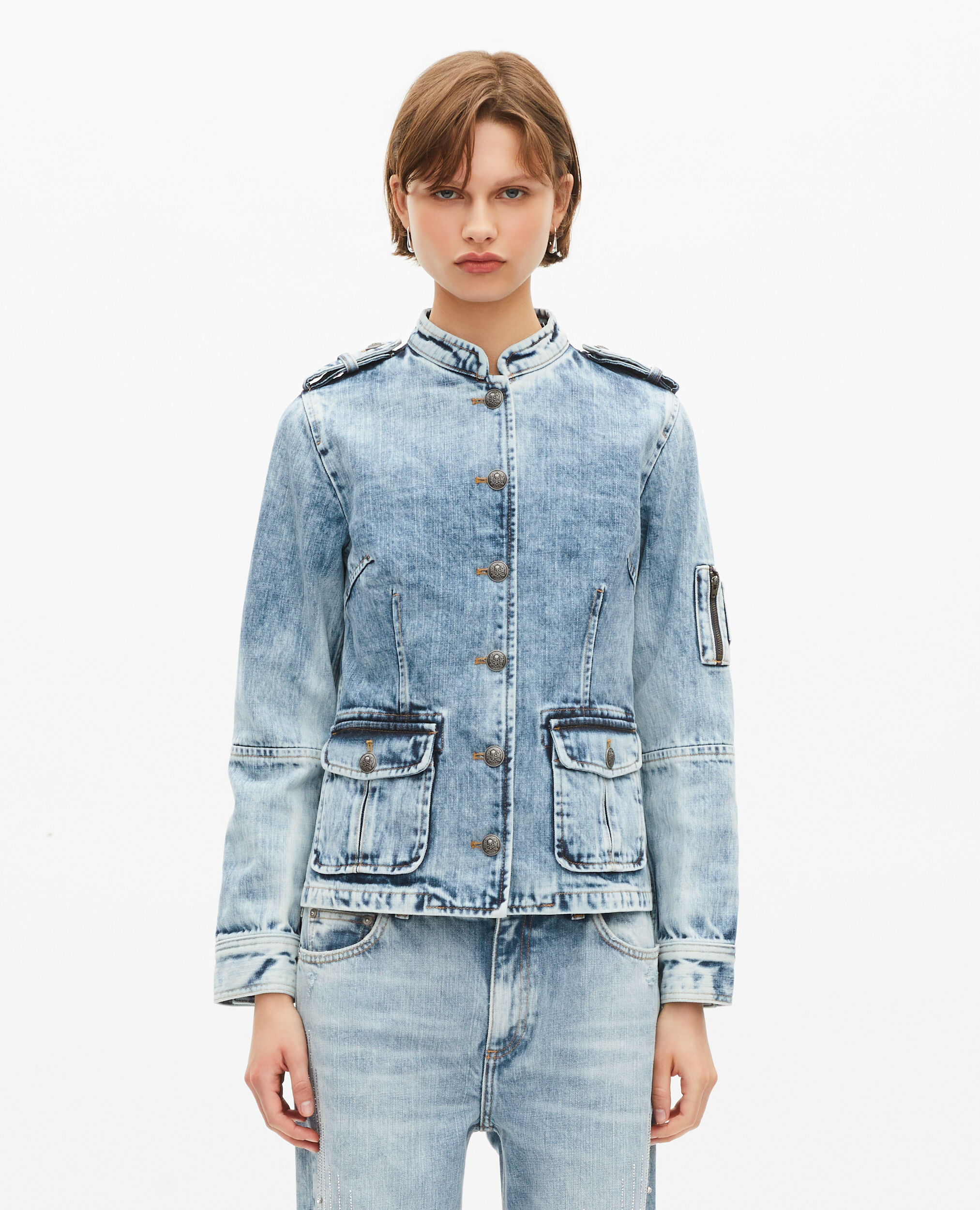 Veste style officier en denim, BABY BLUE, hi-res image number null
