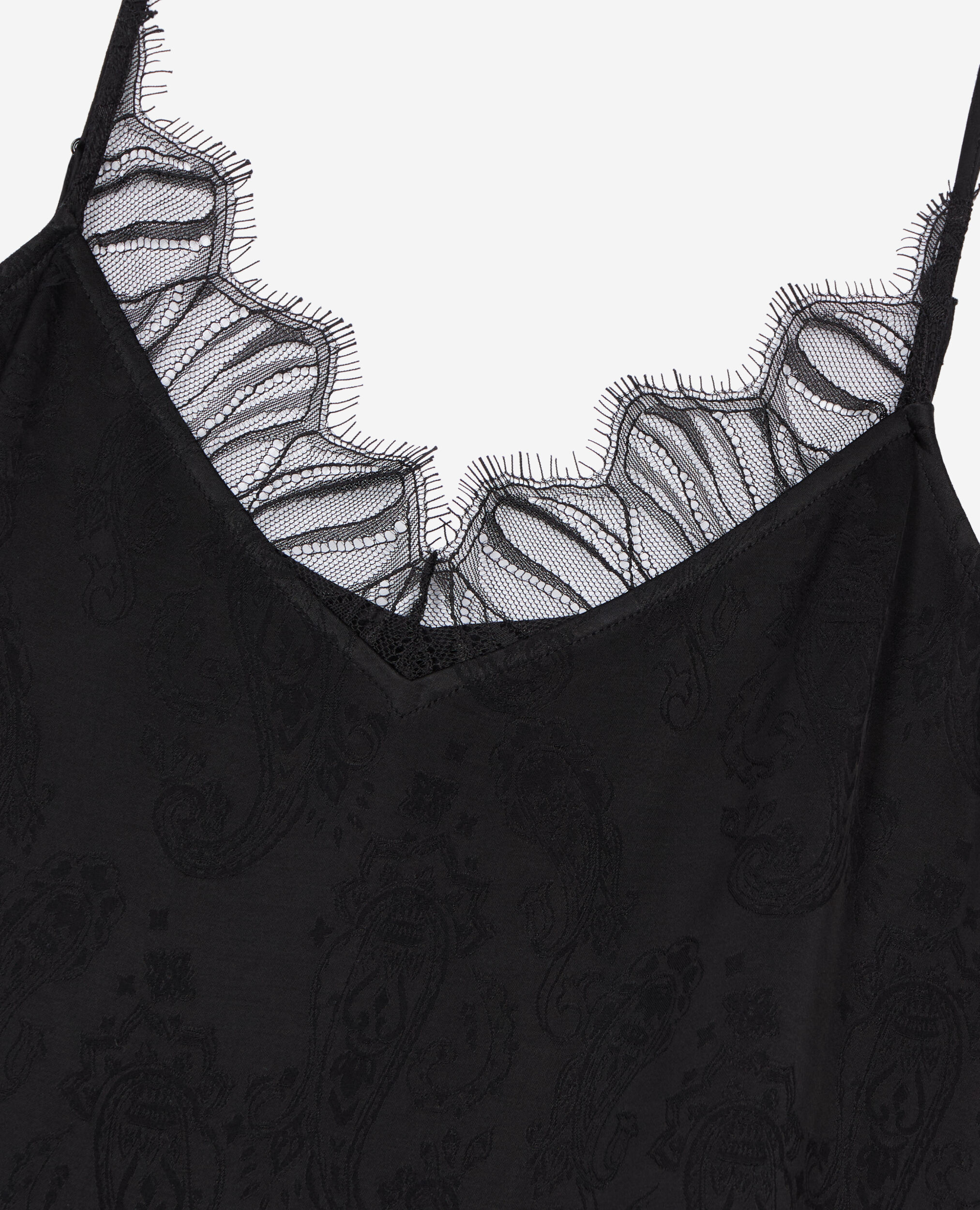 Robe nuisette longue jacquard noire, BLACK, hi-res image number null