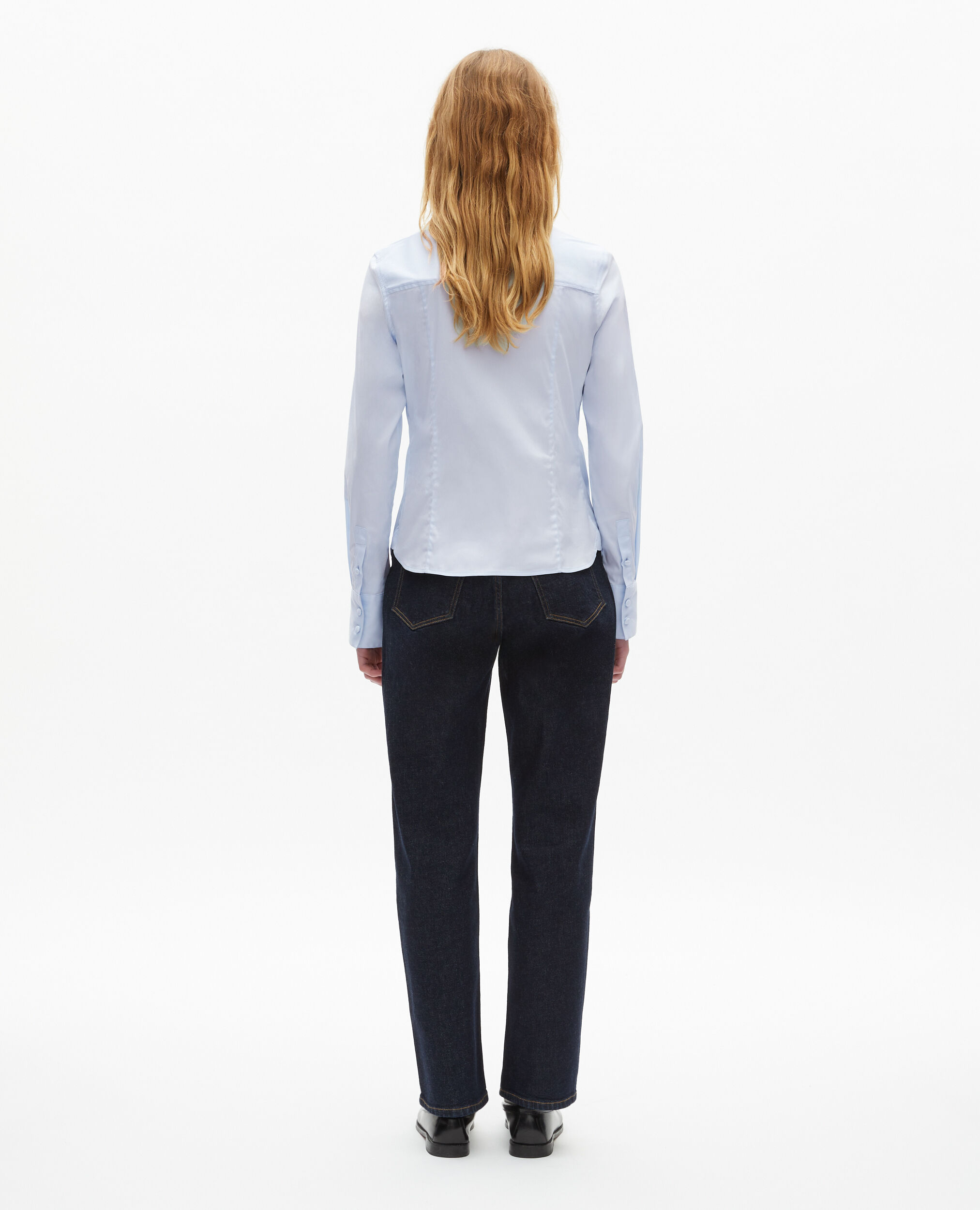 Chemise en popeline avec volants bleue, LIGHT BLUE, hi-res image number null