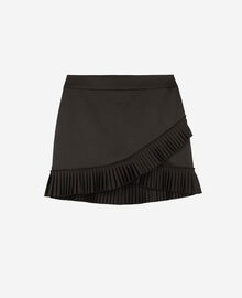 The Kooples FEMME BLACK jupe courte style portefeuille satinée noire