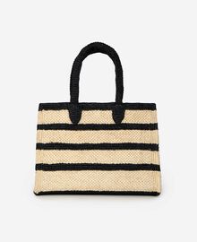 The Kooples FEMME ECRU BLACK sac cabas en raphia noir et écru