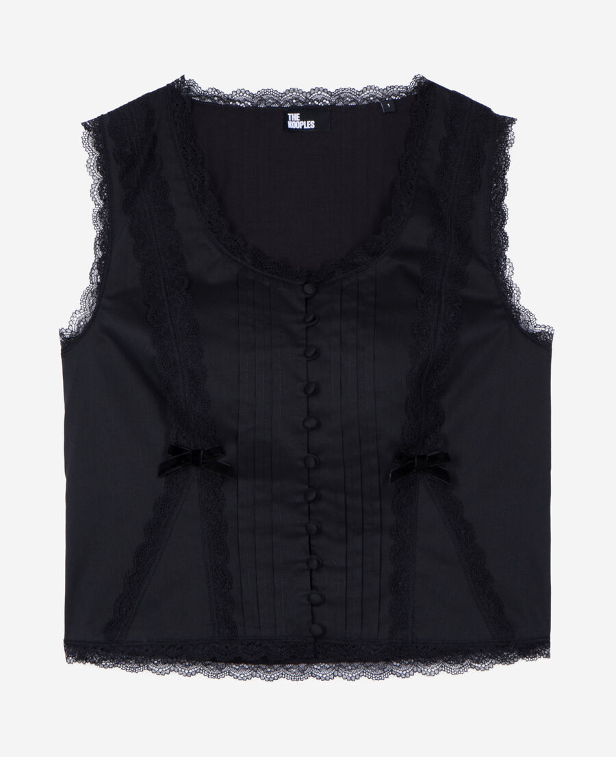 The Kooples FEMME BLACK top avec dentelle noir
