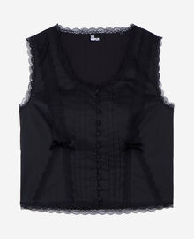 The Kooples FEMME BLACK top avec dentelle noir