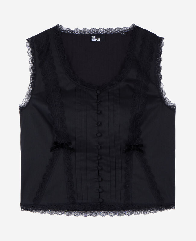 The Kooples FEMME BLACK top avec dentelle noir