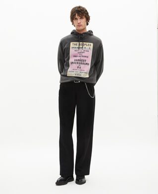 The Kooples HERREN BLACK WASHED sweatshirt mit kapuze und siebdruck schwarz