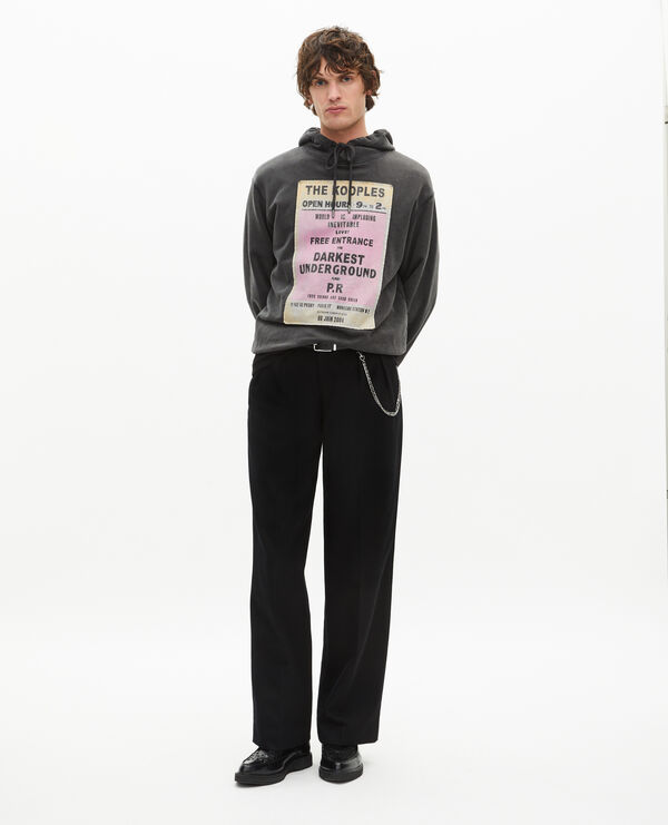 The Kooples HOMME BLACK WASHED sweatshirt à capuche et sérigraphie noir