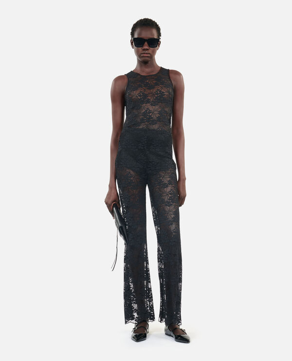 The Kooples FEMME BLACK pantalon flare en dentelle noir