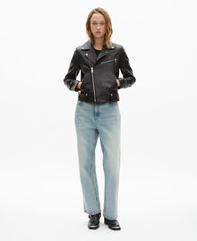 The Kooples FEMME BLACK blouson motard en cuir noir