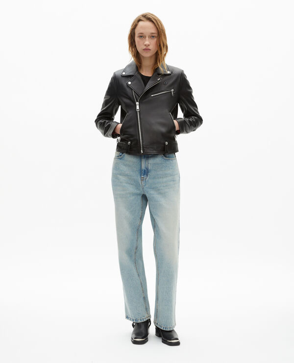 The Kooples FEMME BLACK blouson motard en cuir noir