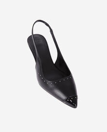 The Kooples FEMME BLACK escarpins à bride arrière en cuir noir avec clous