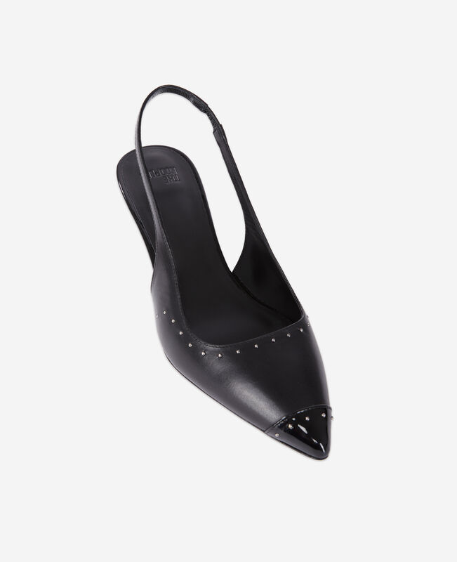The Kooples FEMME BLACK escarpins à bride arrière en cuir noir avec clous