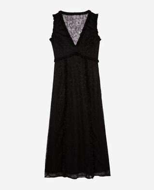 The Kooples FEMME BLACK robe longue avec dos en dentelle noire