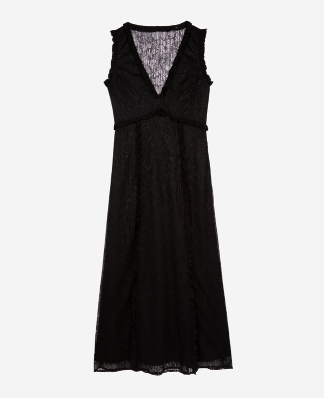 The Kooples FEMME BLACK robe longue avec dos en dentelle noire
