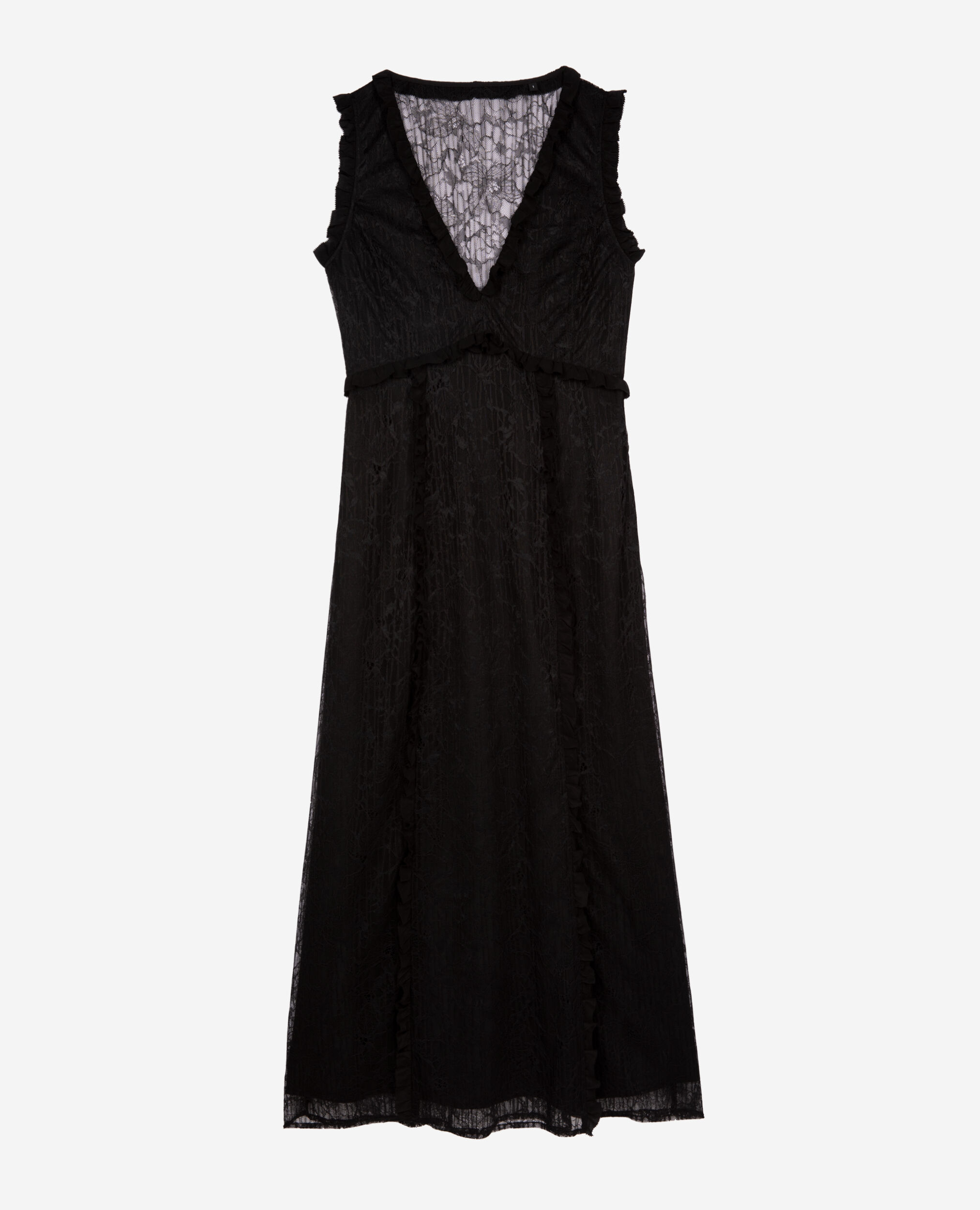 Robe longue avec dos en dentelle noire, BLACK, hi-res image number null
