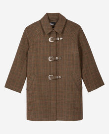 The Kooples FEMME CHOCOLATE manteau en laine prince de galles marron