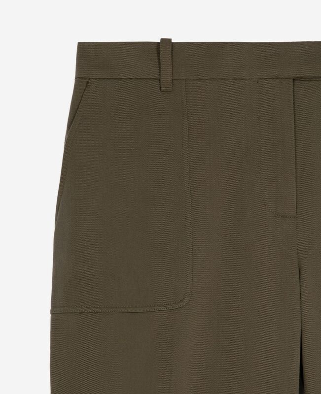 The Kooples FEMME KAKI pantalon large en coton kaki