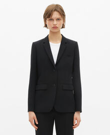 The Kooples FEMME BLACK veste tailleur en crêpe noire coupe structurée