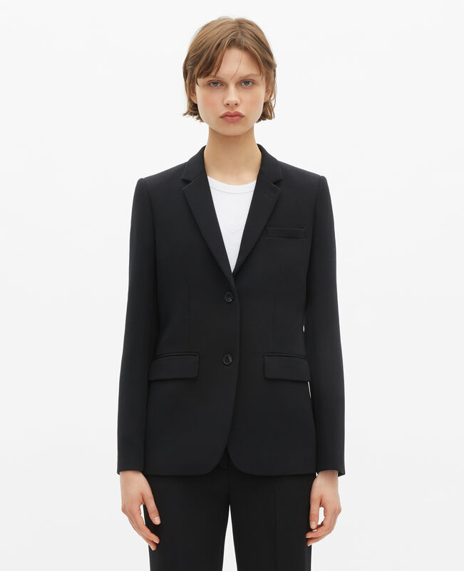 The Kooples FEMME BLACK veste tailleur en crêpe noire coupe structurée
