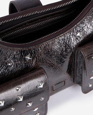 The Kooples DAMEN BROWN braune amelia tasche aus leder mit nieten