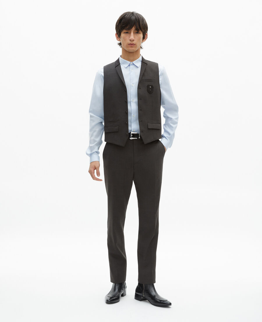 The Kooples MEN BLACK GREY black micro check wool blend suit vest