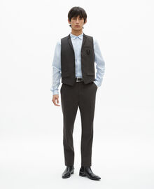 The Kooples HOMME BLACK GREY gilet de costume en laine mélangée micro carreaux noir